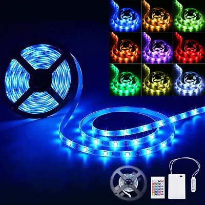 5M LED Strip Lights RGB Color Changing Waterproof Remote Control Battery Powered • $13.69