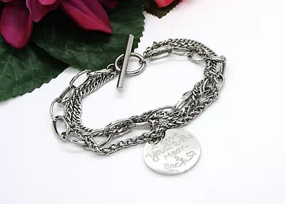 N Stainless Steel 3 Chain I LOVE YOU TO THE MOON & BACK Charm Toggle Bracelet! • $3