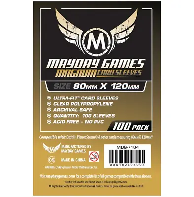 Mayday Games Magnum Gold Sleeves - 100 Pack - 80 Mm X 120 Mm (T) • £2.97