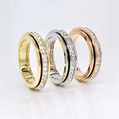 $6.01 • Buy Titanium Steel Anti-anxiety Spinner Fidget Rotating Ring Women Party Gift Rings