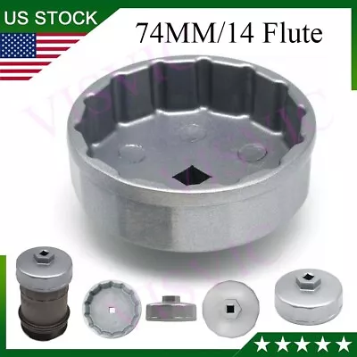 74mm 14 Flute Oil Filter Wrench Tool Housing Cap Cup Socket Removal Wrench Tool • $11.59