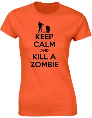 Keep Calm And Kill A Zombie Womens T-Shirt 8 Colours By Swagwear • £10.29