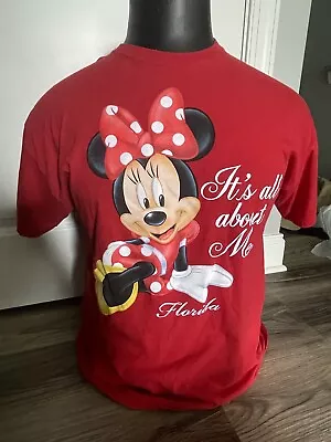 Disney Minnie Mouse T Shirt Womens 2XL XXL Red Its All About Me Glitter Florida • $15