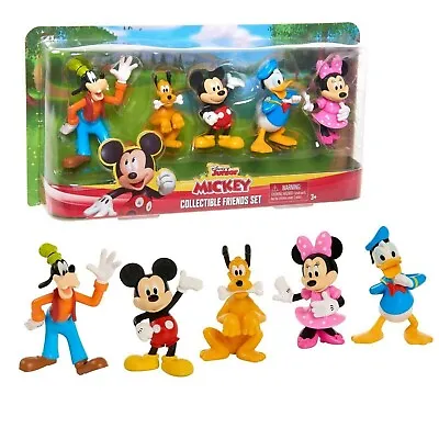 Mickey Mouse Collectible Figure Set 5pk Mickie Minnie Goofy Pluto Donald • $13.95