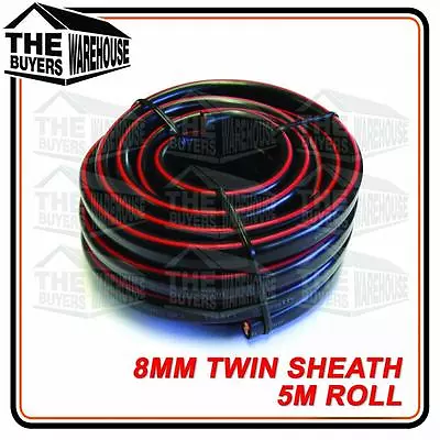 Twin Core 8mm Cable 5m Battery Caravan Trailer 4x4 12v Wire Sheath 2 Solar 8 Bns • $41.50