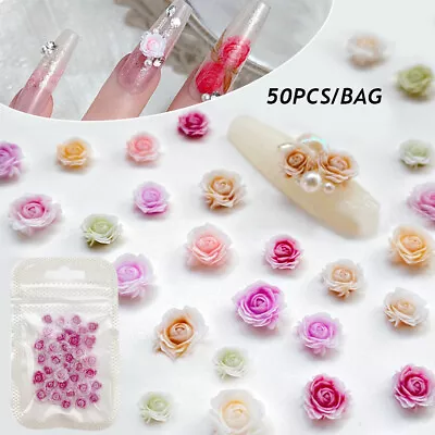 Nail Decoration Flower Nail Drill Resin Diamond Rose Nail Accessories Nail Art • £2.76