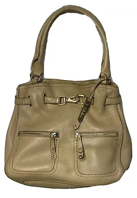 Cole Haan Beige Tan Handbag Purse Bag Zippers Shoulder Gold Hardware • $10.01
