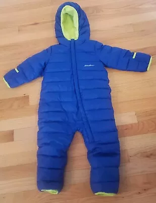 Eddie Bauer Blue Hooded Boys Snow Suit Winter Blue  12- 18 Month With Booties 😄 • $17.99