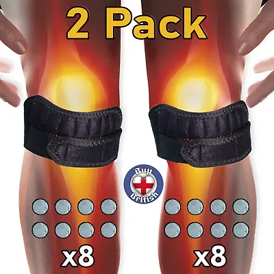 2 X 8 Magnet Knee Straps Patella Tendon Support Magnetic Neoprene Brace Running • £8.99