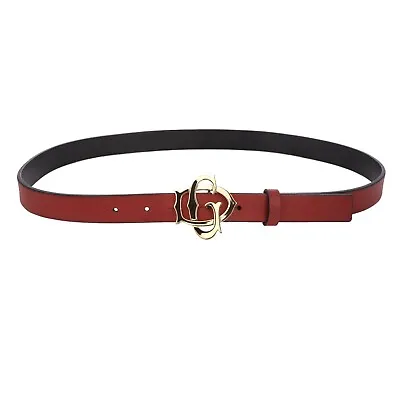 DOLCE & GABBANA Leather Belt DG Gold Metal Logo Buckle Red 90 36 13108 • £216