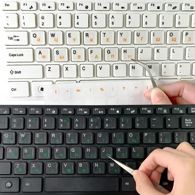 Transparent Keyboard Stickers RUSSIAN In 8 Colours See-Through Clear For Laptop • £2.79