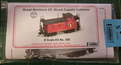 N Scale AMERICAN MODEL BUILDERS #550 GN  Great Northern  25' W Caboose Laserkit • $31.50