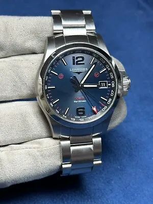 Longines Conquest Steel Men's Quartz Watch Blue Dial VHP GMT - Box & Papers • $1195