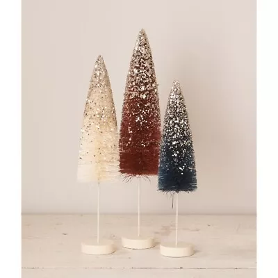 Bethany Lowe Americana Firework Bottle Brush Trees Set Of 3 4th Of July • $29.95