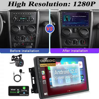 Car Radio Touch Screen Android For Jeep Wrangler 2007-2016 GPS Carplay Stereo US • $109.04