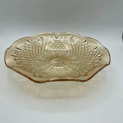 Indiana Glass Diamond Point Bowl - Marigold Carnival Iridescent Ruffled • $15