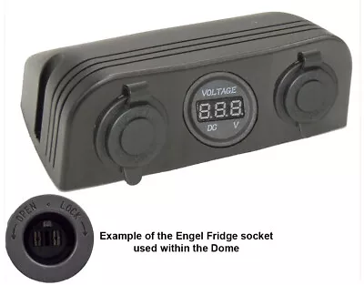 3 Way 12V Accessory DOME SURFACE MOUNT With 2 Engel Fridge Socket 1 Digital Volt • $39.95