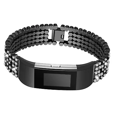 StrapsCo Metal & Rhinestone Chain Watch Band Bracelet Strap For Fitbit Charge 2 • $51.27