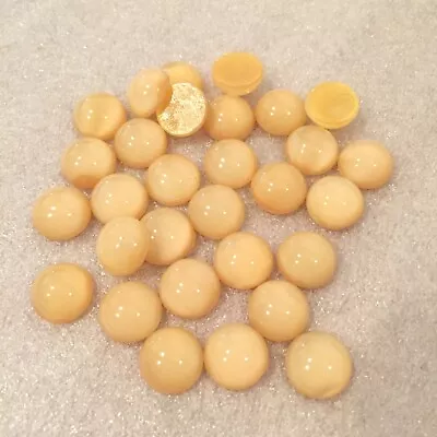 DB45 Vintage German 13mm Pale Yellow Moonstone Round Glass Cabochons FB (24) • $4.99