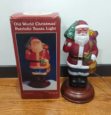Merck Old World Christmas 1996 Patriotic Santa Light Lamp W/Box Vintage 11” • $57