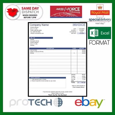 Professional Invoice Format 2022 On Excel For Businesses UK One Time Purchase • £15