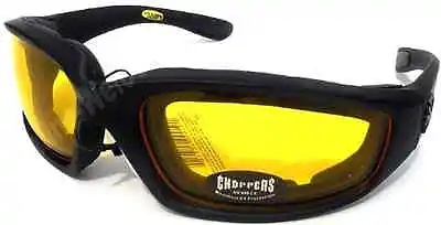 Night Driving Riding Padded Motorcycle Glasses 901 Black Frame With Yellow Lense • $10.90