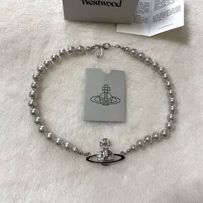 Vivienne Westwood Necklace Pearl Choker Silver Pearl (Gray) IN BOX  • $138.84