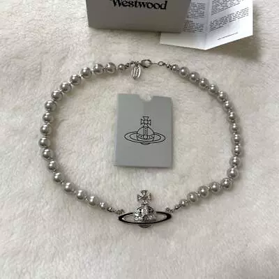 Vivienne Westwood Necklace Pearl Choker Silver Pearl (Gray) Included Box • $68.84