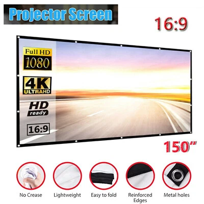 $33.87 • Buy 150  Foldable Projector Screen Portable Outdoor Home Movie 3D Cinema Party