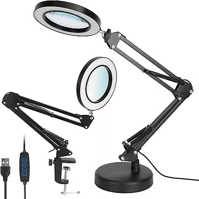 8X Magnifying Glass Light & Stand For Crafts Reading Swing Arm Desk Table Light • $29.48