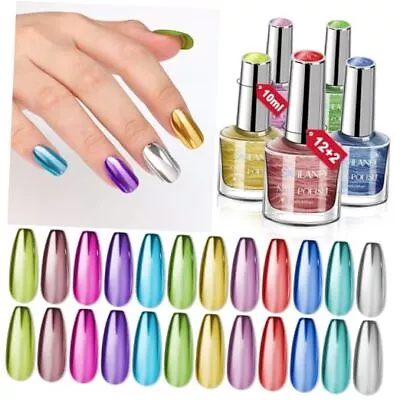  Chrome Nail Polish Set: 12 Colors Mirror A-14 PCS Metallic Nail Polish Set • $37.31