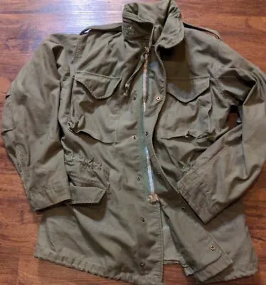 Vintage Military Vietnam Era M-65 Field Jacket SMALL LONG Silver Aluminum Zipper • $49.99