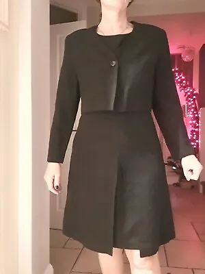 MATHILDE J.RONDINAUD PARIS 2PC Dress & Bolero Jacket Set Size 10 & 12  Black • £39