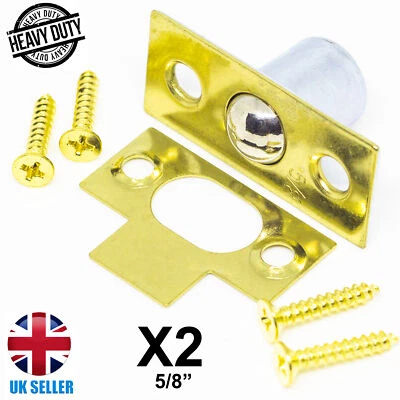 £3.95 • Buy 2x 16mm BRASS MORTICE BALES CATCH Door/Cupboard/Cabinet Roller Ball Latch Lock