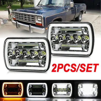 Pair 5x7  7x6  LED Headlights Hi/Lo Beam For Dodge D150 D250 D350 Ram 50 H4 JEEP • $37.99