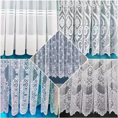 White Lace Cheap Net Curtains Rod Slot Ready To Use Sold By The Metre 11 Drops • £6.30