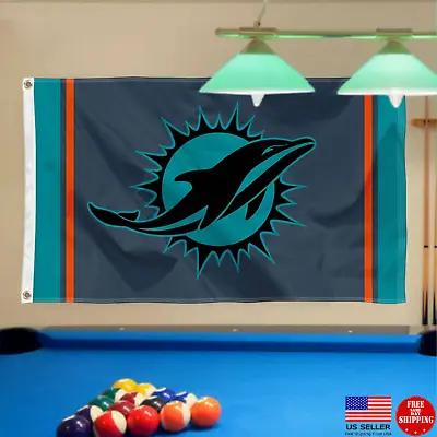 Dolphins Man Cave FLAG 3X5 Miami 3 X 5 Banner Football Grey Tailgating New Flags • $17.21