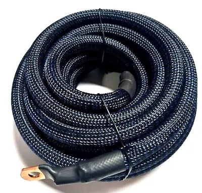 0 Gauge BLUE/BLACK Snakeskin Power Gr 100% OFC Copper Cable 1/0 AWG W/TERMINALS • $5.49