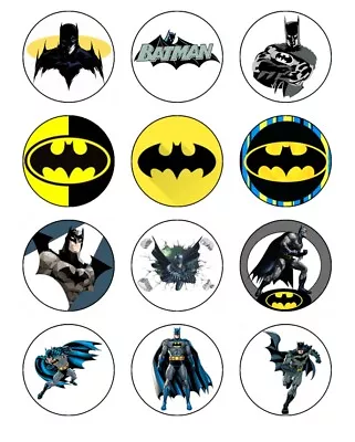 BATMAN Cupcake Toppers Edible Icing Image Birthday Cake Decorations 12 #01 • $8.98