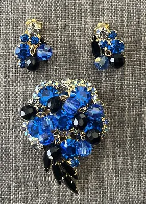 Juliana D&E Blue Cha Cha Brooch And Earring Set • $84