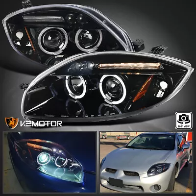 Jet Black Fits 2006-2012 Mitsubishi Eclipse LED Halo Projector Headlights 06-11 • $176.38