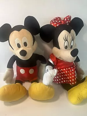 Disney Vintage Mickey And Minnie Mouse Plush Couple Dolls 24” & 22” Has Flaws • $18