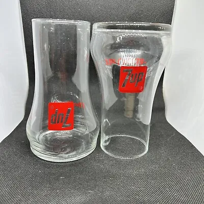 7-UP “The Uncola” TWO Upside Down Glasses ICONIC Advertising 1970 • $12