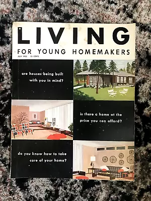 Vtg 1950s LIVING FOR YOUNG HOMEMAKERS MAGAZINE Mid-Century Modern Ads JULY 1952 • $19.99