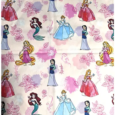 1 Yard Disney Princess Fabric Cotton Cinderella Ariel Baby Material Pink Floral • $10