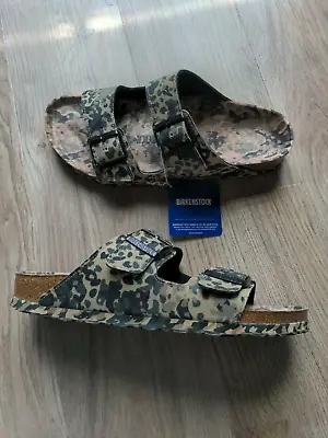 Birkenstock Arizona All Over Camo Sandals EU 41 Mens 8-8.5 Vegan Rare Green • $138.90