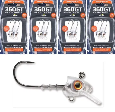 (4) Packs Storm 360° GT Searchbait Swimmer 1/8 Oz Jig Heads Hook GaGa Brand New • $26