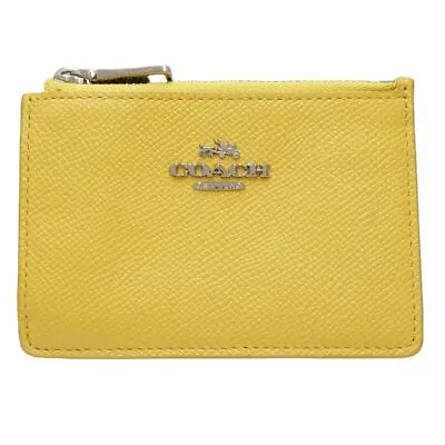 COACH Coin Case Business Card Holder 52394 Leather Yellow/180125 • $114.40