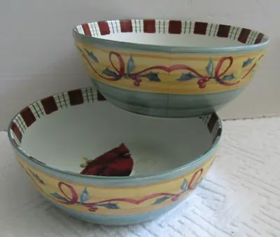 $29 • Buy 2 Lenox Winter Greetings Everyday All Purpose 7  Bowls Cardinal Nuthatch EX COND