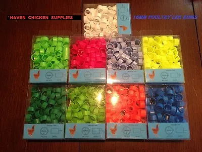 16mm Reusable Mixed Colour Click On Leg Rings Poultry Chicken Pheasant Duck • £4.85